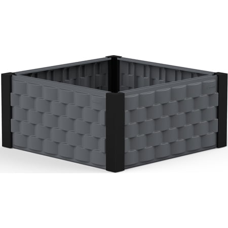 Garden Bed Square Gray w/Black