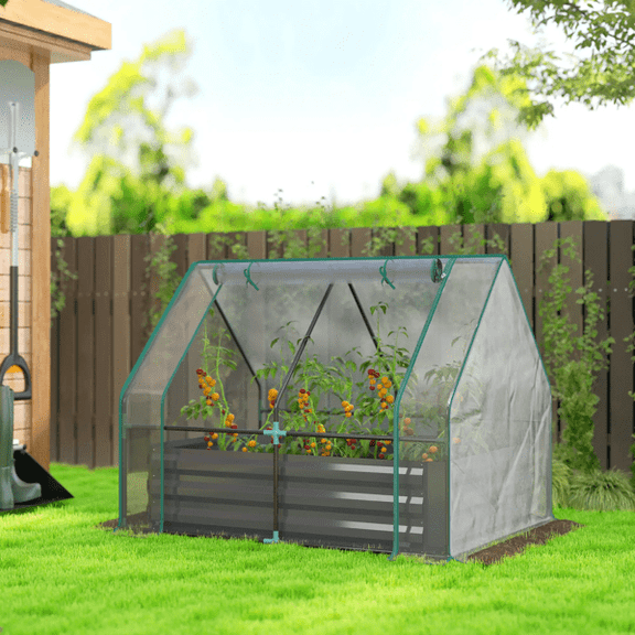 Garden Bed with Mini Greenhouse