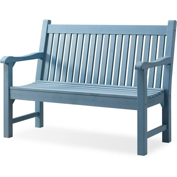 Garden Bench, 2-Person Poly Lumber Patio Bench, All-Weather Outdoor Bench that Never Rot and Fade, Memorial Bench, Suit for Garden, Porch and Park(Blue)