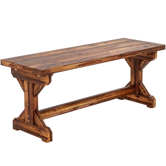 Garden Bench, Carbonized Fir Wood 2-Seater Outdoor Bench with X-Base, Weather-Resistant Rustic Wood Seating for Patio, Porch and Garden, 45 x 15.7 x 18.1 Inches, 530 lbs Capacity