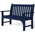 thumbnail image 1 of Garden Bench, Farmhouse Park Front Porch for Entryway Bench Outdoor Seating Low Bench Patio Bench Outside/Indoor, Navy Blue, 1 of 14
