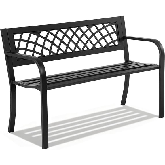 Garden Bench,Outdoor Benches,Iron Steel Frame Patio Bench with Mesh ...
