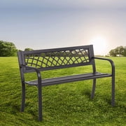 PayLessHere Garden Bench Outdoor Metal with Mesh Pattern for Patio Park Lawn Yard,Black
