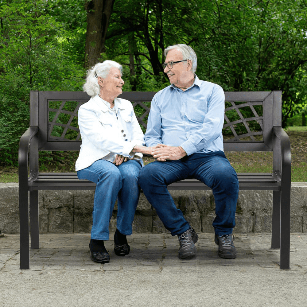 LSPYYDS Outdoor Garden Bench, 2-Person Wood Patio Bench Weatherproof Outdoor Backless Bench, Anti-Corrosion And Anti-Rust Garden Benches For Garden Lawn Porch Park Backyard (Carbonized,35.5''/90cm