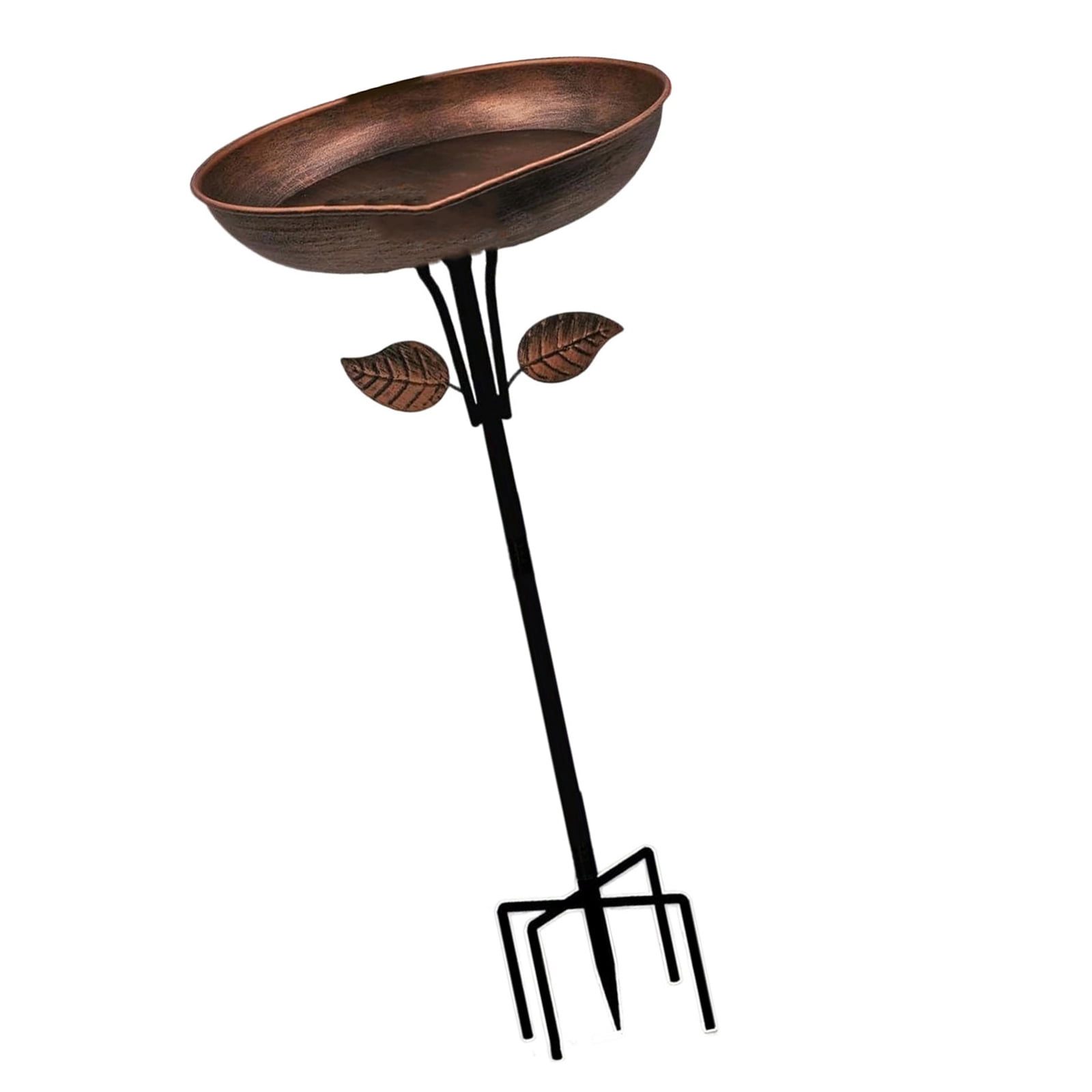 Garden Bird Bath Stake with Antique Finish Metal Construction Perfect for Attracting Birds to Your Yard