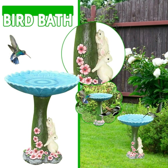 Garden Bird Feeder, Kadlawus Garden Bird Feeder, Resin Decorative Bird Bath for Outdoor, Colorful Bird Feeder Statue for Yard Patio, Weather Resistant Bird Feeder for Garden Decor
