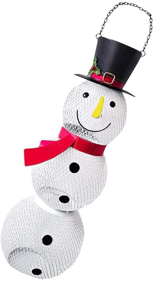 Garden Bird Feeder, Snowman Shaped Hanging Dispenser Decorative Bird