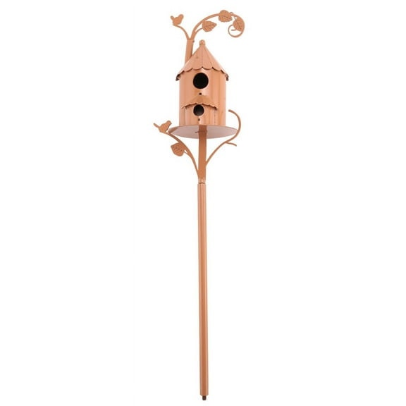 Garden Bird House with Pole Metal Bird Feeders Garden Stakes Bird Houses for Courtyard Backyard Patio Outdoor Style B