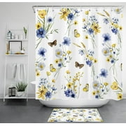 Garden Bliss Shower Curtain: Fluttering Butterflies & Blooming Wildflowers