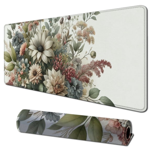 Garden Blooming Flowers Mouse Pad, Colourful Wildflowers Floral Mouse Mat with Waterproof Anti Slip Rubber Mousepad for Desktops, Computers,
