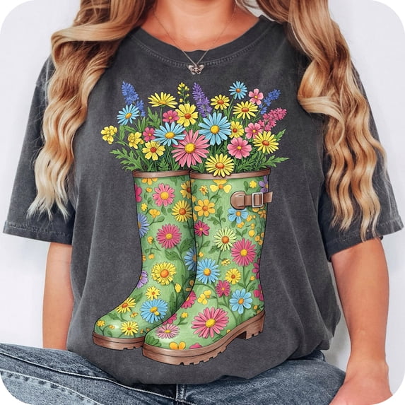 Floral Heart Graphic Tee - Botanical Print T-Shirt For Women, Spring & Mother's Day