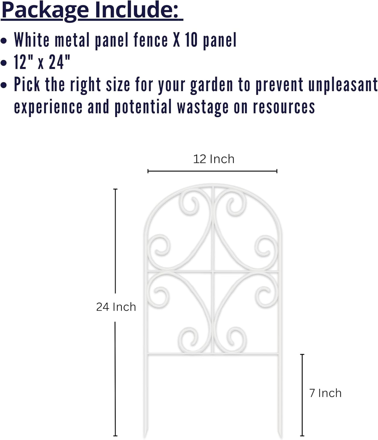 Garden Border Animal Barrier 10 Panels, 12in x 24in Decorative Rustproof Metal Fencing for Lawn Landscape Dog Fence No