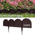thumbnail image 1 of Garden Border Edging in Half Round (Semicircle) Arched Design - 15pcs Brown Yard Landscaping Fence Liner Lawn Edge Barrier - 20ft. Kit of Decorative Lawn Landscape Panels Elements, 1 of 8
