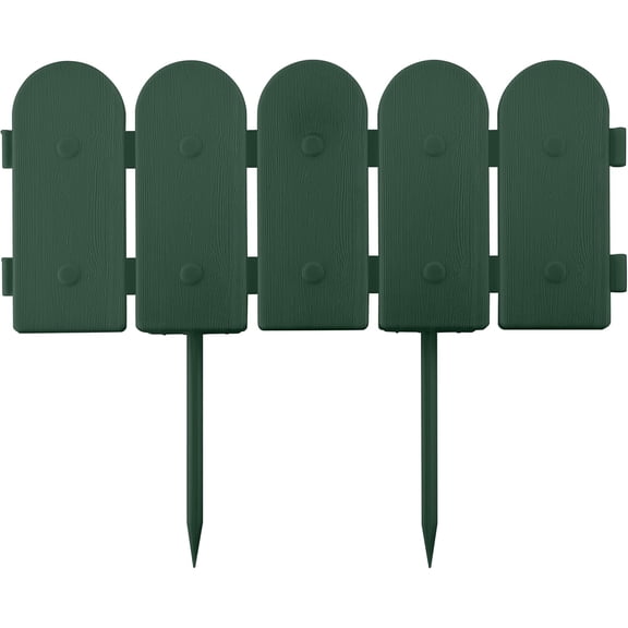 Garden Border Edging: Wooden Fence Design - 8pcs Green Yard Landscaping Fence Liner Lawn Edge Barrier - 10ft Kit of Decorative Lawn Landscape Panels Elements -Landscaping Edging-GMT-10374-B08
