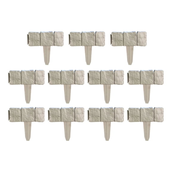 Garden Border Fences 10 Piece Set,Decorative Stone Look Edging for Landscapes,Flower Beds,and Pathways,Easy Installation