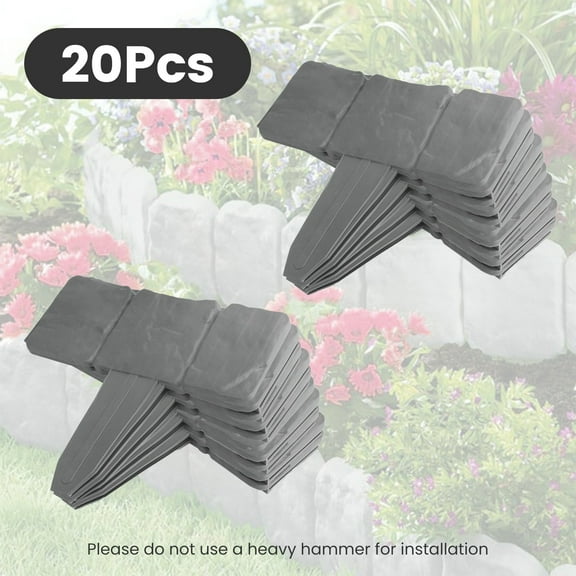 Garden Border, Moclever Plastic and Polypropylene Garden Border Edging, Decorative Flower Bed Edging for Landscaping 20Pcs, Gray-Green