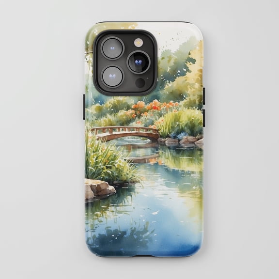 Garden Bridge Watercolor For All iPhone Series Tough Phone Case