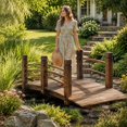 Garden Bridge, with side railings, fir wood walkway, stained wood ...
