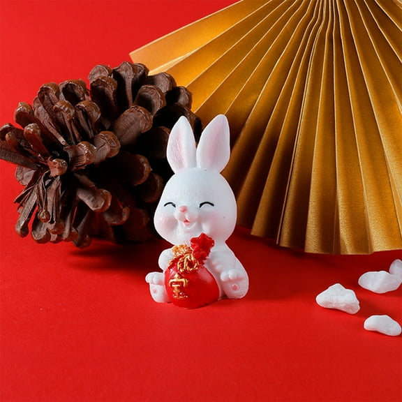 Garden Bunny Ornament – Resin Rabbit Sculpture | Outdoor Courtyard Decor – Handcrafted Easter Figurine | White | Unique Artisan Design | 5x4x3cm | 1 pc | Collectible