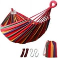 thumbnail image 1 of Garden Canvas Hammock Single/Two People Load Bearing 330 Lbs with Carrying Bag for Indoor Outdoor Garden Patio Park (200X80cm/red), 1 of 5