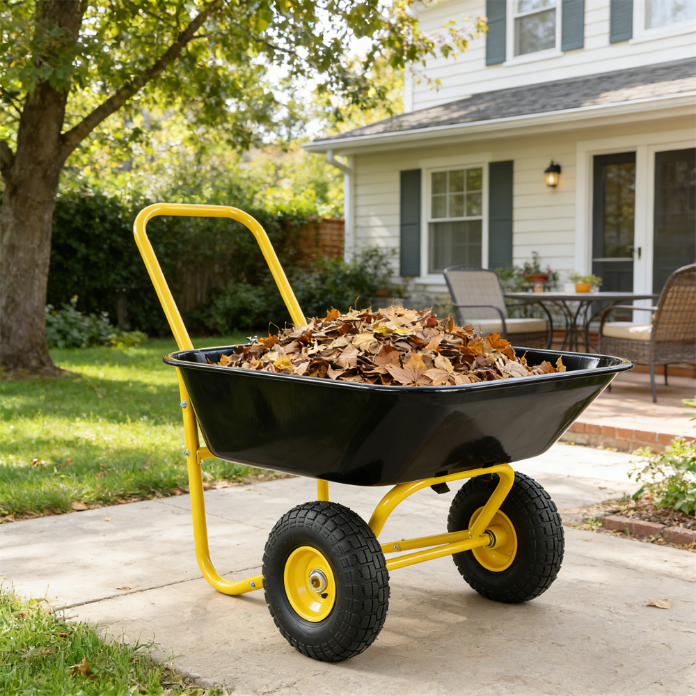 Garden Cart, 10 Inch Pneumatic Wheels (Yellow + Black)