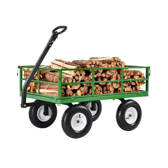 Garden Cart 1200 Lbs Heavy Duty, Steel Utility Wagon, 2-in-1 Yard Trailer with All Terrain Tires & Rotating Handle