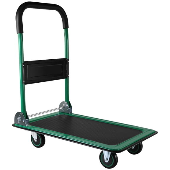 Garden Cart 330 lb Capacity Large Foldable Cart Space-Saving Rotary Pusher Flatbed for Moving Plants and Heavy Load, Mobile Flatbed
