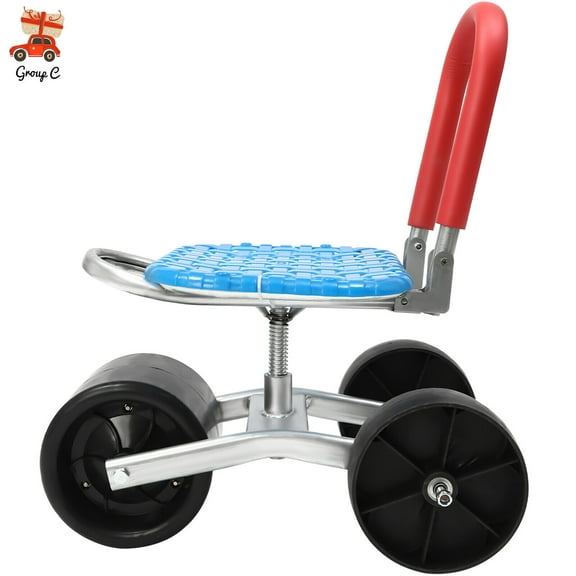 Garden Cart Rolling Work Seat - Adjustable 360 Swivel Stool for Outdoor Lawn and Yard Work, Max Load 330.69 lbs