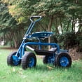 thumbnail image 2 of Rolling Garden Cart With Seat & Extendable Steer Handle – Blue, 300lb Capacity 2 of 5