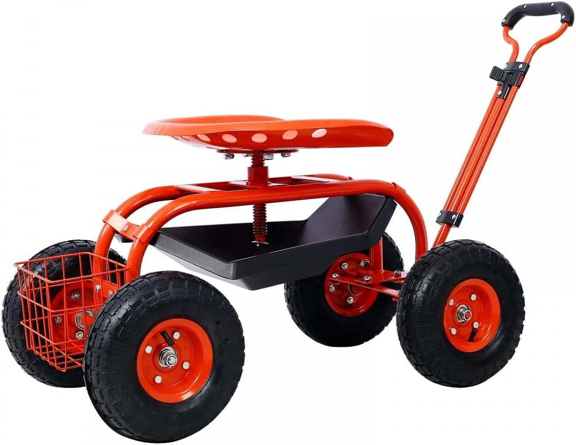 Garden Cart with Seat on Wheels Rolling Garden Stool with Wheels Heavy ...