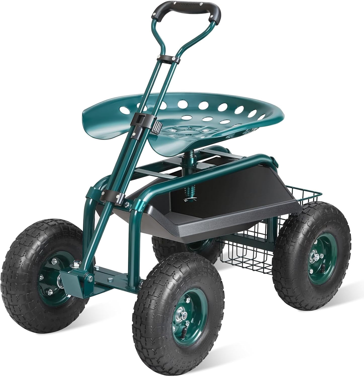 Garden Cart with Seat on Wheels Rolling Gardening Stool with Wheels ...