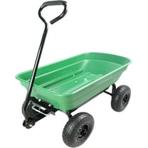 Garden Cart Yard Wagon Dump Cart with 10" Pneumatic Wheels, 220 lb Capacity, 55L Utility Cart with Steel Frame (Green)