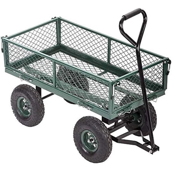 Garden Carts Utility Wagon Outdoor Lawn Yard Buggy Yard Dump Wagon with Folding Sides - Heavy Duty 400 Lbs Cart for Lawn Garden Farm Ranch Material Transport$$Garden &