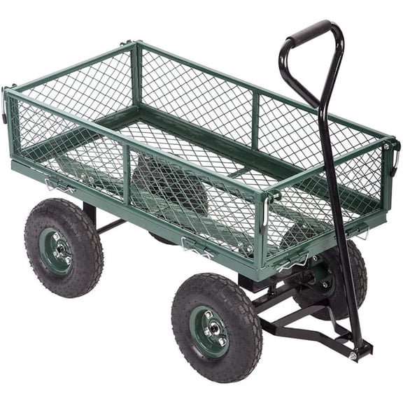 Garden Carts Utility Wagon Outdoor Lawn Yard Buggy Yard Dump Wagon with Folding Sides - Heavy Duty 400 Lbs Cart for Patio Lawn Garden Farm Ranch Material Transport
