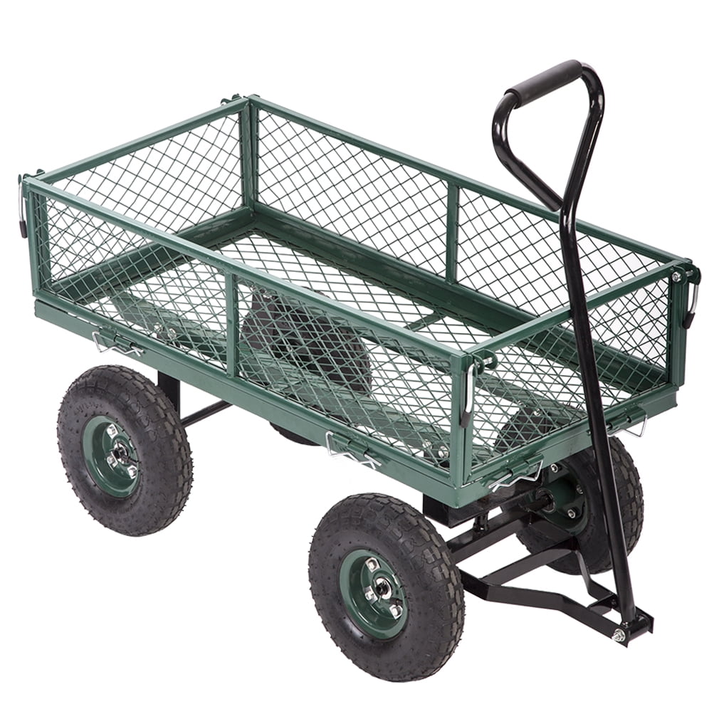 BestMassage Steel Garden Cart with Pneumatic Tires