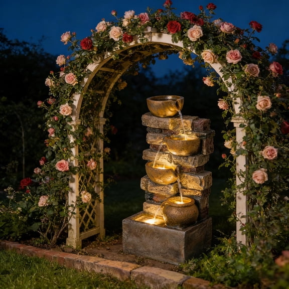 Garden Cascading Waterfall,Outdoor Fountain