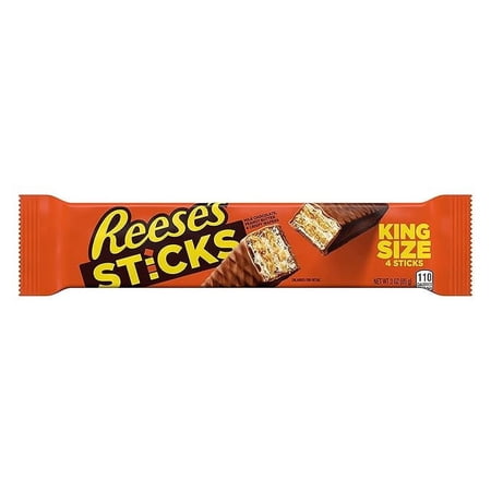 REESE'S STICKS Milk Chocolate Peanut Butter Wafer King Size, Candy Pack, 3 oz