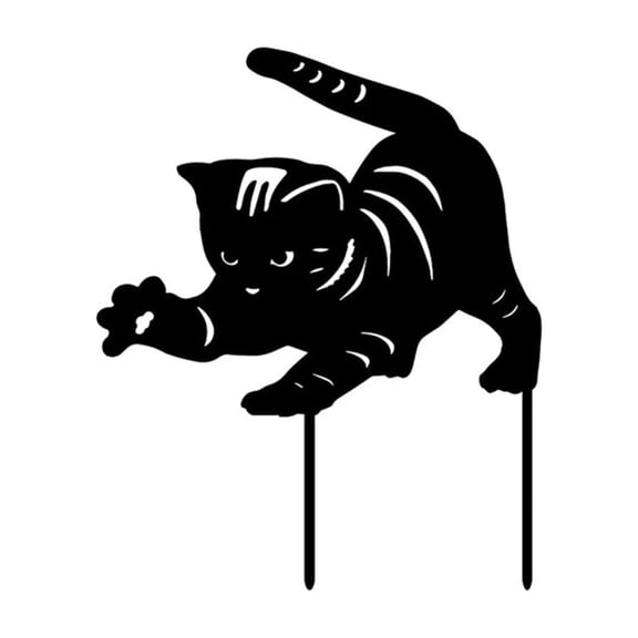Garden Cat Art Statues, Black Cat Acrylic Yard Decorative Gifts Bird Repellent Cat Silhouette Animal Silhouette Garden Stakes for Home Yards Outdoor Patio Garden Backyard Porch Lawn Ornament