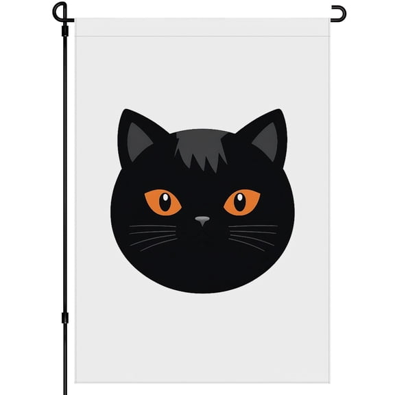 Garden Cat Outdoor Garden Flag Fluffy Cat Chic Garden Flag Kitten Black Cat Cartoon Style Double Side Outdoor Garden Flags Decoration for Backyard House Front Door Farmhouse (28x40inch)