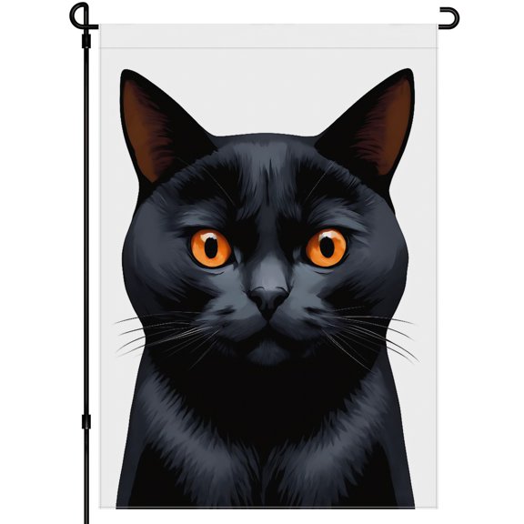 Garden Cat Porch Flags for Lawn Garden Balcony House - Fluffy Cat Cartoon Style Kitten Washable Animated Decoration - Double Side Black Cat Garden Flag for Outdoor 28x40 Inch