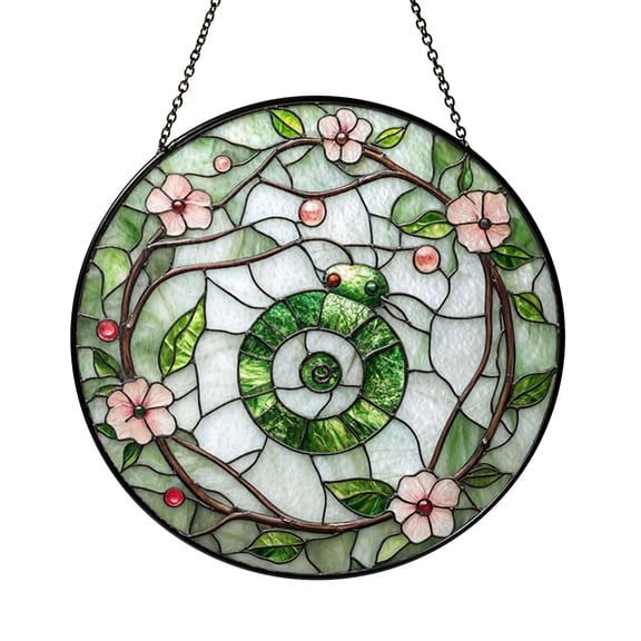 Garden Caterpillar Stained Glass Suncatcher, Decorative Window Hanging Sun Catcher for Interior