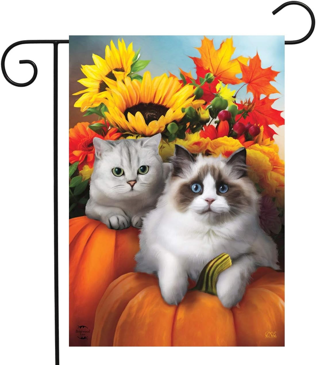 Garden Cats Spring Floral Polyester Outdoor Flag