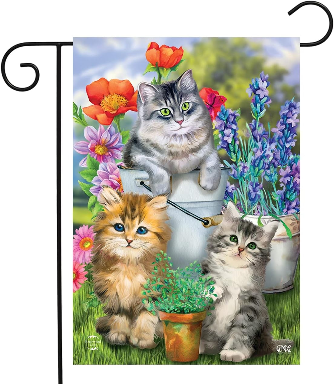 Garden Cats Spring Floral Polyester Outdoor Flag