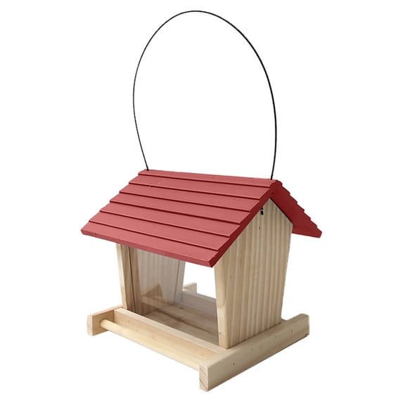 Garden Cedar Bird Feeder,Wooden Hanging Garden Roof Top Feeder,Large Cottage Western Red Cedar Wood Wild Bird Feeder, Varies Birdseeds, Hanging Birdfeeder for Outdoors