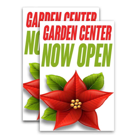 Garden Center Now Open (24" X 36") Vinyl Decal Only (Pack of 2) |Sign|Sticker|Poster