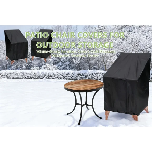 Garden Chair Covers, Waterproof Outdoor Stackable, All-Weather Furniture Protection Multiple Sizes