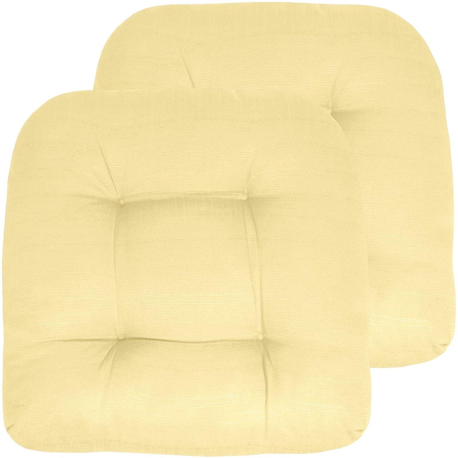 Garden Chair Cushions 2Pcs 48X48 Inch Yellow, Soft Comfortable Padded Seating Mats For Outdoor Patio Furniture, Weather Resistant Thickened Cushions For Backyard Porch Lawn