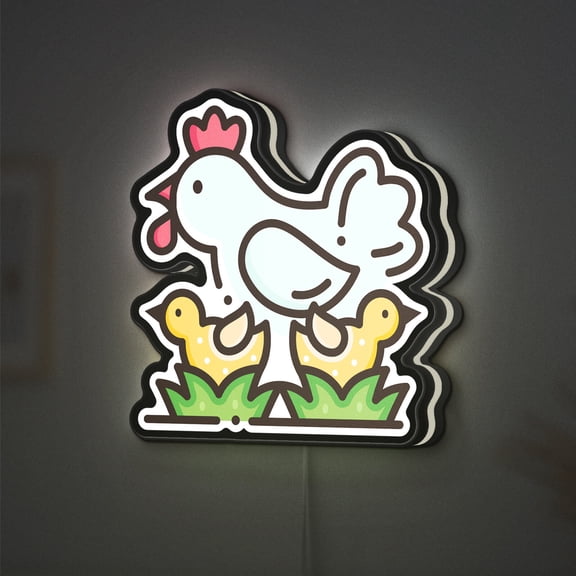 Garden Chicken 3D Novelty Light Box, Whimsical Decor for Backyard Enthusiasts (Width 24 inch, 60cm)
