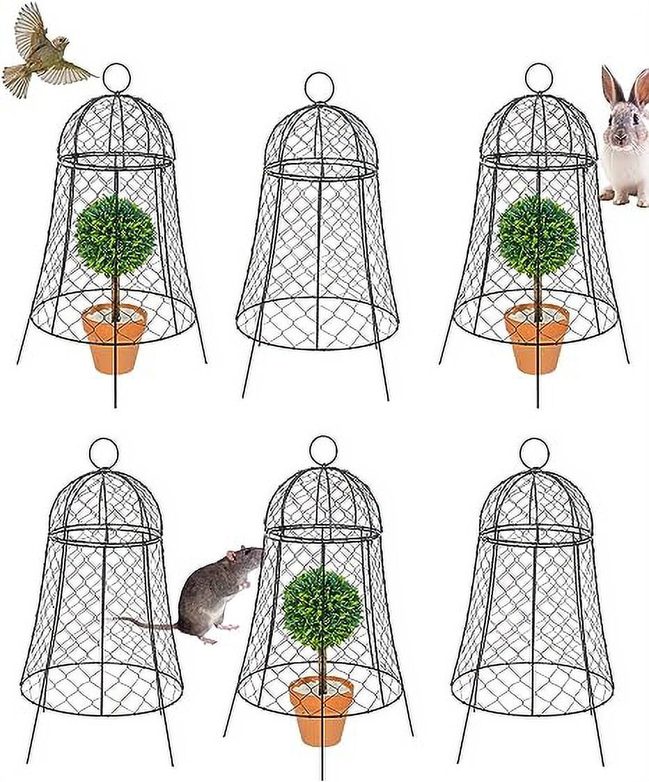 Garden Chicken Wire Cloche 11.8’’Dx22.8 H, Plants/Flowers Protector,Plant Cloche from Animals Black Metal 6 Pack