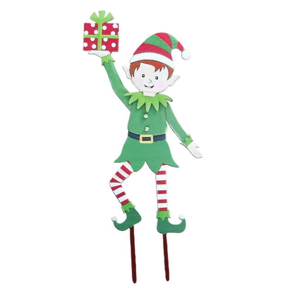 Garden Christmas Elf Garden Stake Christmas Metal Gnome Yard Stake Wrought Iron Elf Ornament Yard Signs Decor Outdoor Holiday Decoration